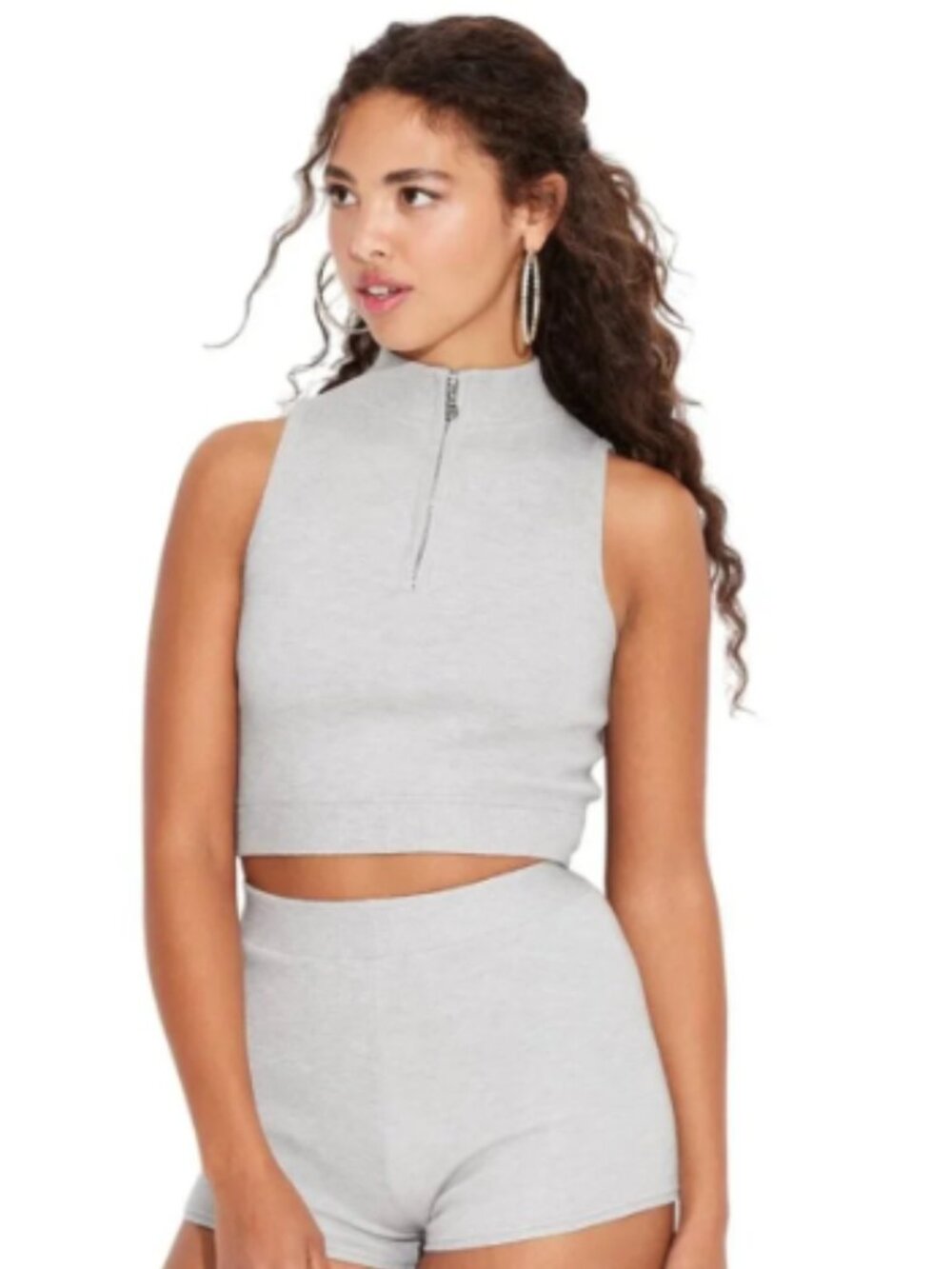Wild Fable Womens Mock Turtle Neck Zip Sweater Tank 91030442 Heather Gray
